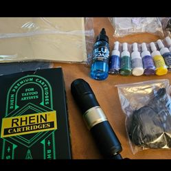 $35 Rhein tattoo machine kit W fake skin and transfer paper 