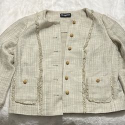 Karl Lagerfeld Paris Tweed Fringe Jacket