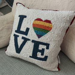 ‘Love’ Pillow Weighted and Beaded 10x10