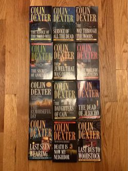 12 Colin Dexter paperback books.  British crime novels.