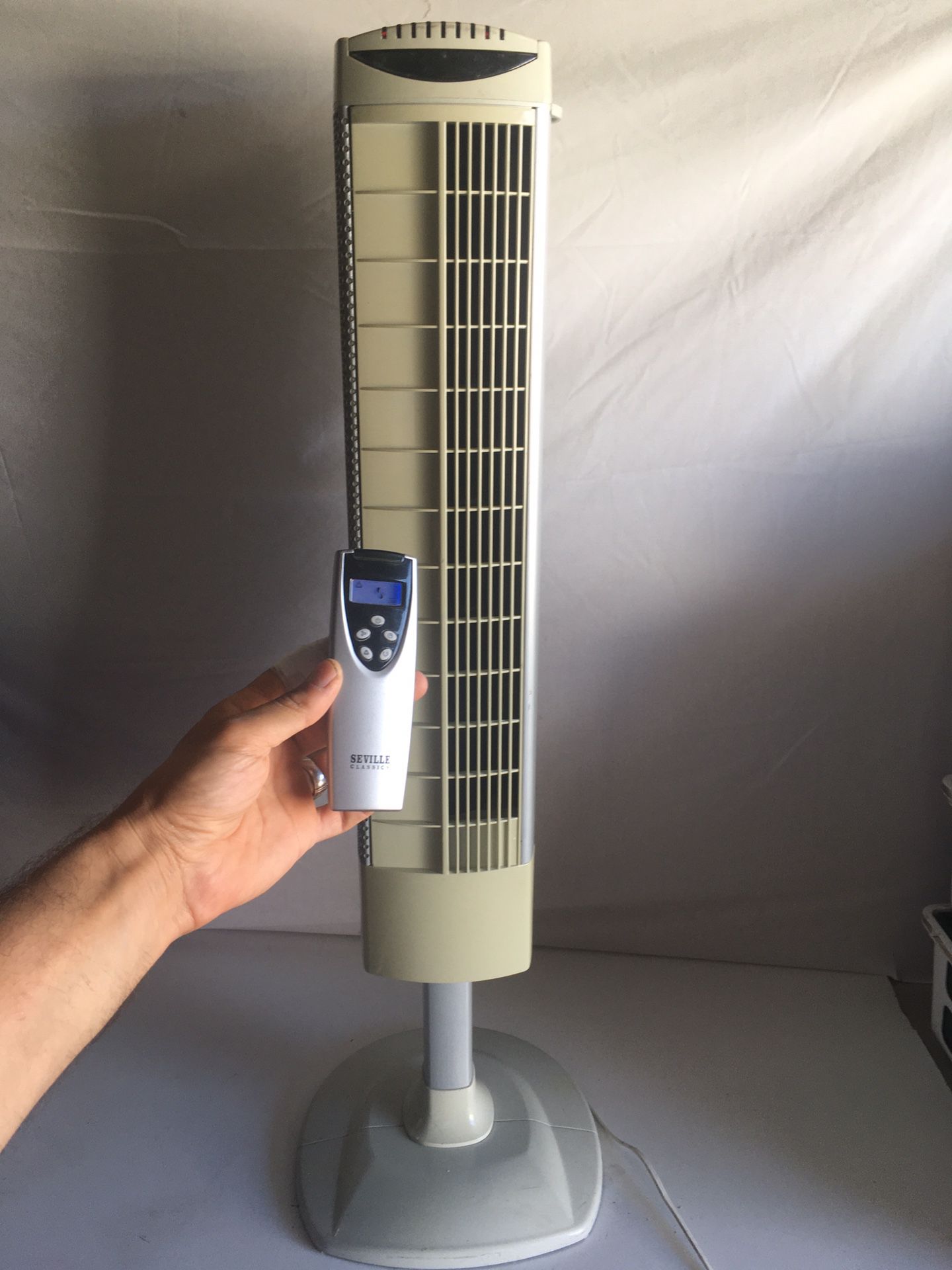 Seville Stand Tower Fan 10166 WITH REMOTE 50 Oscillates Timer Light 3-speed Remote with place to hang it on Sleep time feature