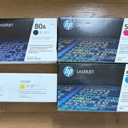 HP Laserjet toner 80A, 502A (cyan & magenta), CC532AC (yellow)