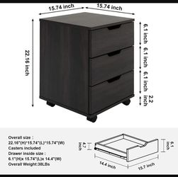 3 Drawer Rolling For Cabinet (Black)
