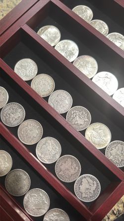 Silver dollar display with 100year+ coins Best Offer