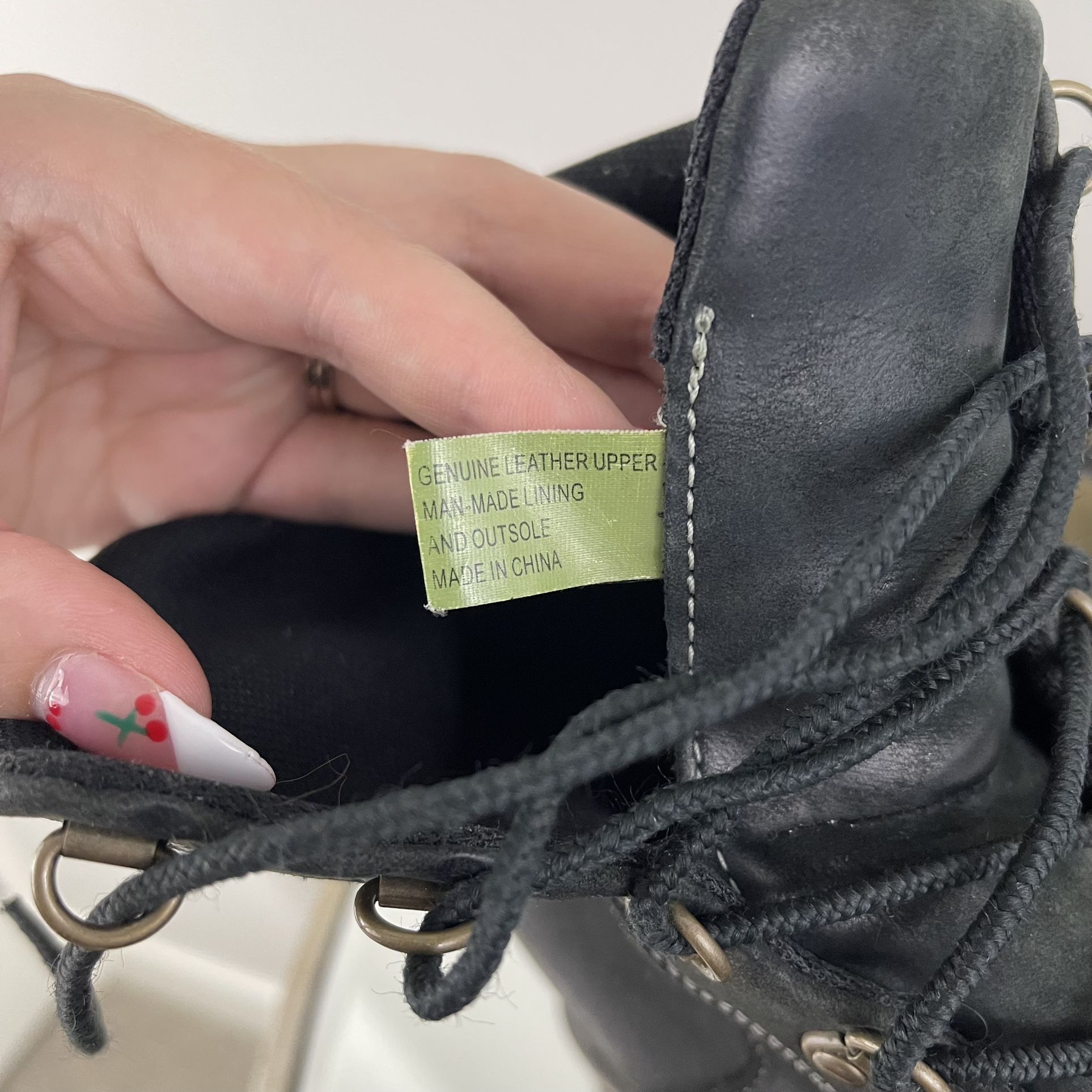 TIMBERLAND Womens Black Leather 12 Eye Lace Up Ankle Wedge Heel Booties