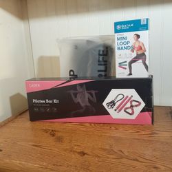 Brand New Waist Trainer, Brand New Pilates Bar Kit And Brand New  3-Pack Mini Loop Bands 