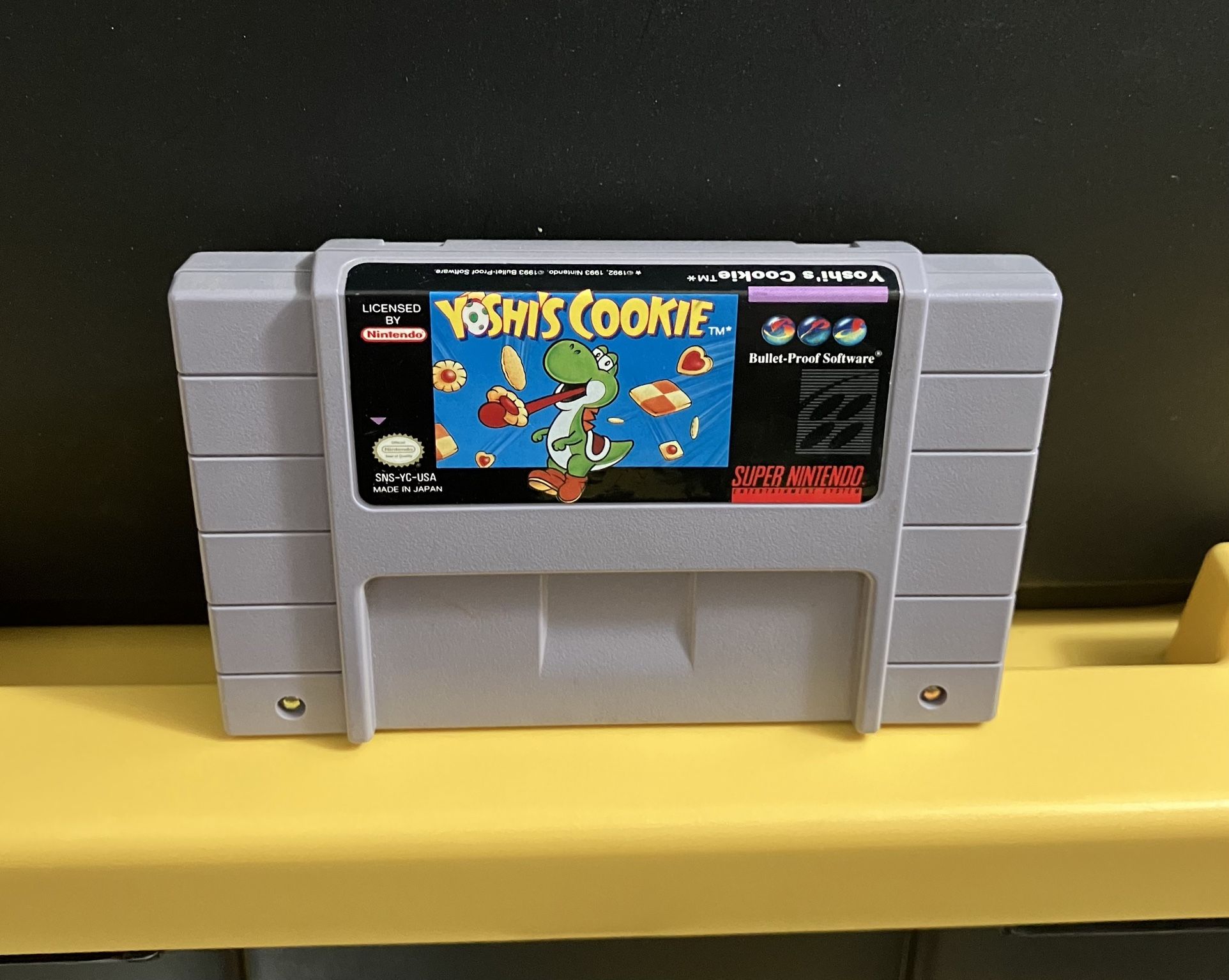 Yoshi’s Cookie Yoshi for Super Nintendo Entertainment System video game console cartridge SNES Yoshis 