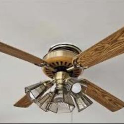 Set Of 3 traditional style ceiling fans with multi-light kits