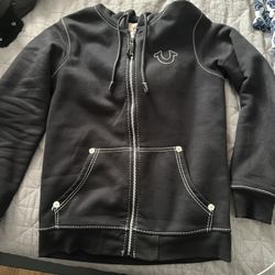Black True Religion Box Logo Zip Up