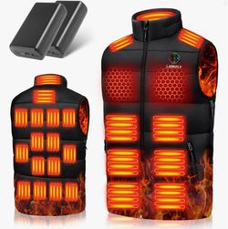 Larkfly 24-Zone Heated Vest for Men & Women – 5-in-1 Smart Heating with Dual 20,000mAh Batteries (L)
