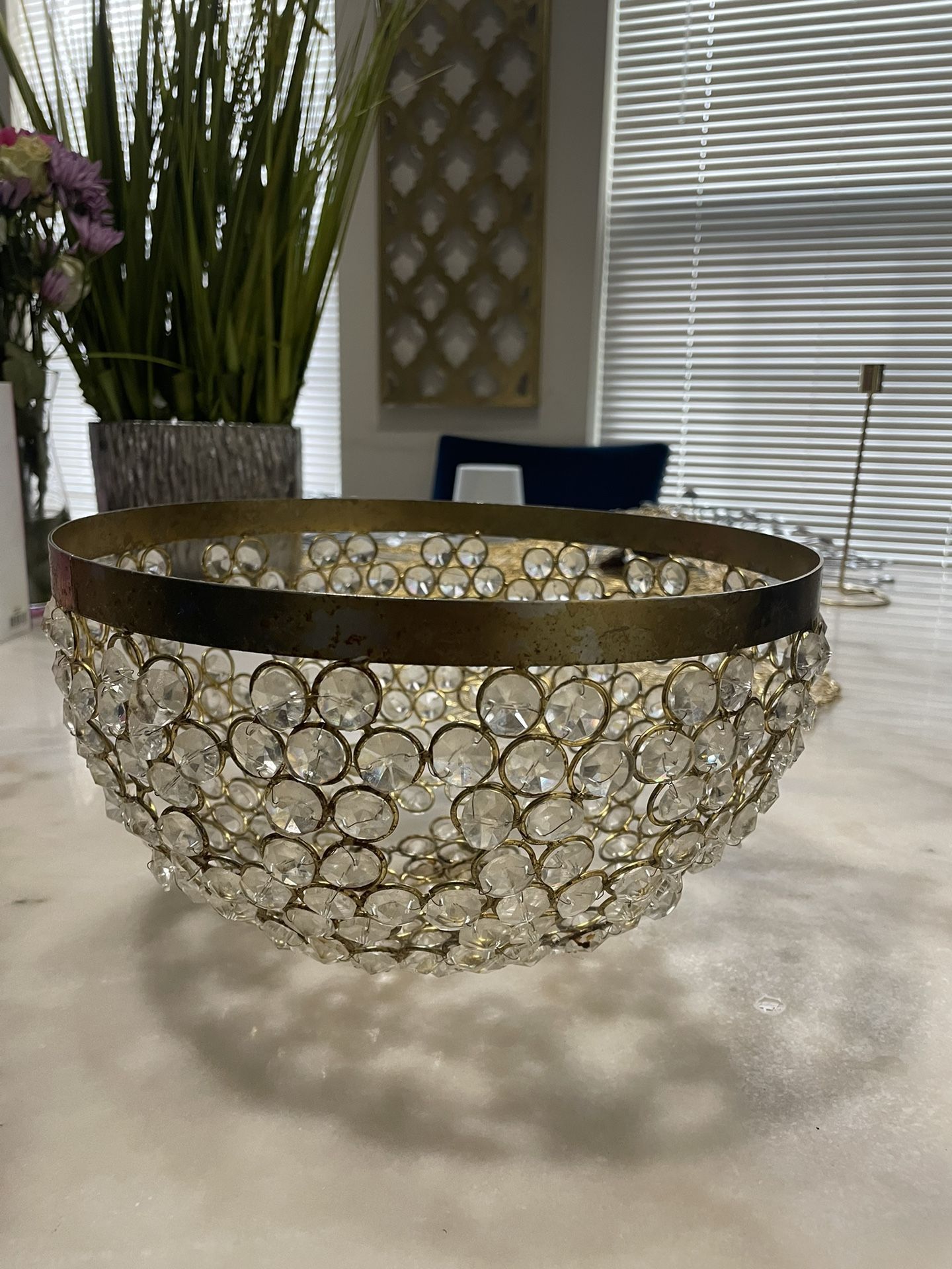 Gold Rim Beaded Decorative Bowl