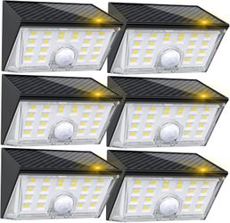 Solar Lights Outdoor Waterproof, 6 Pack Fence Lights Solar Powered with Motion Sensor, Security Light for Outside Wall Front Door Yard Deck Garage Gar