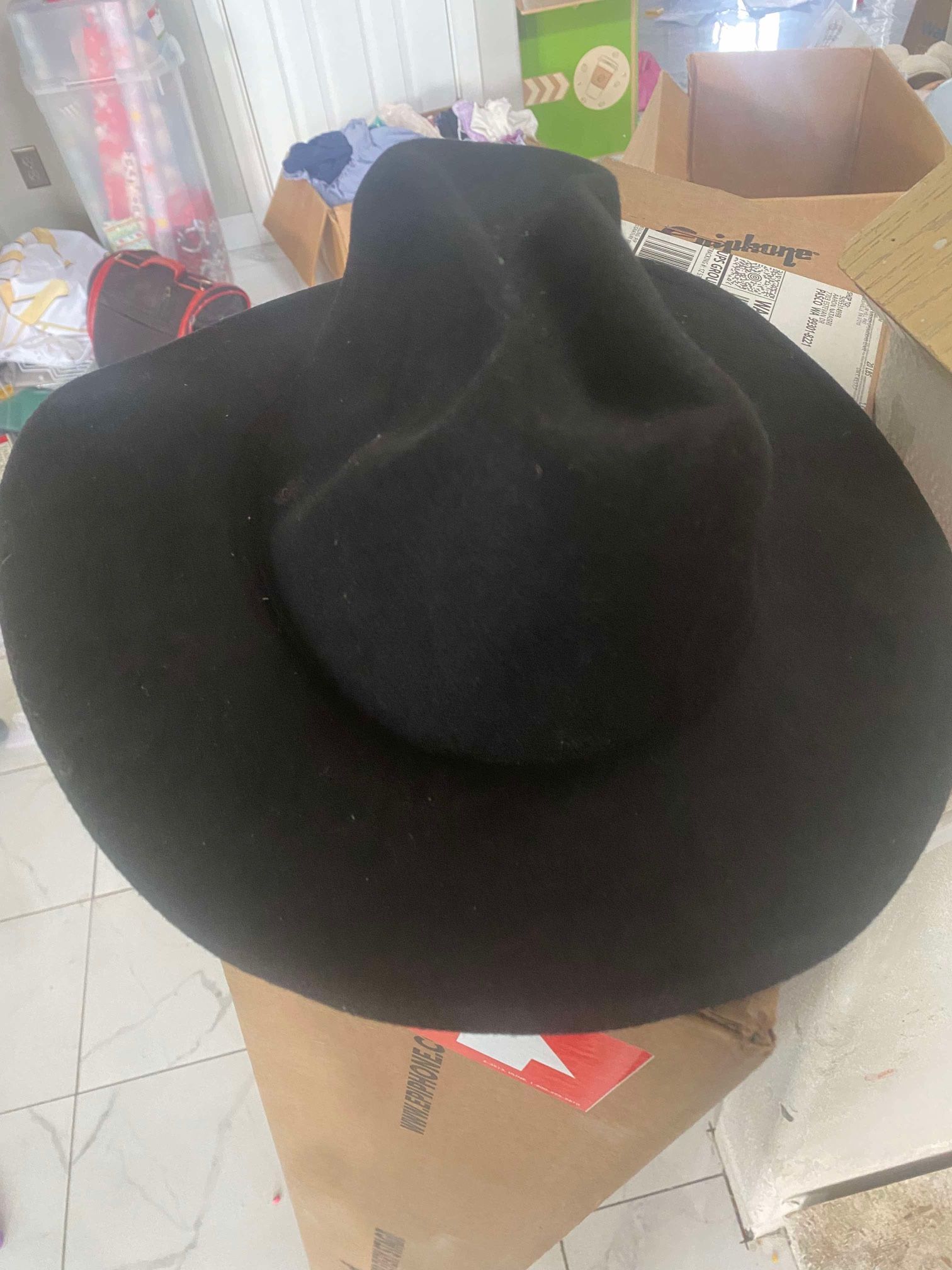 Wide Brim Wool Felt Fedora Panama Black Cowboy Hat Casual for men women