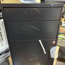 Staples 3-Drawer Mobile Vertical File Cabinet, Letter Size, Lockable, 25.7"H × 14.3"W × 19.9"D, Black