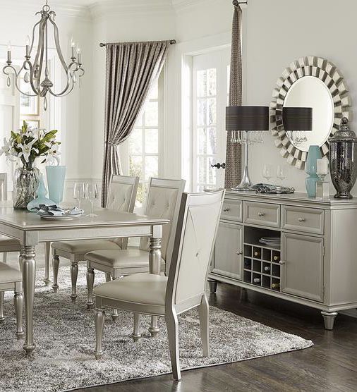 Celandine Silver Extendable Dining Room Set | dining table with chairs