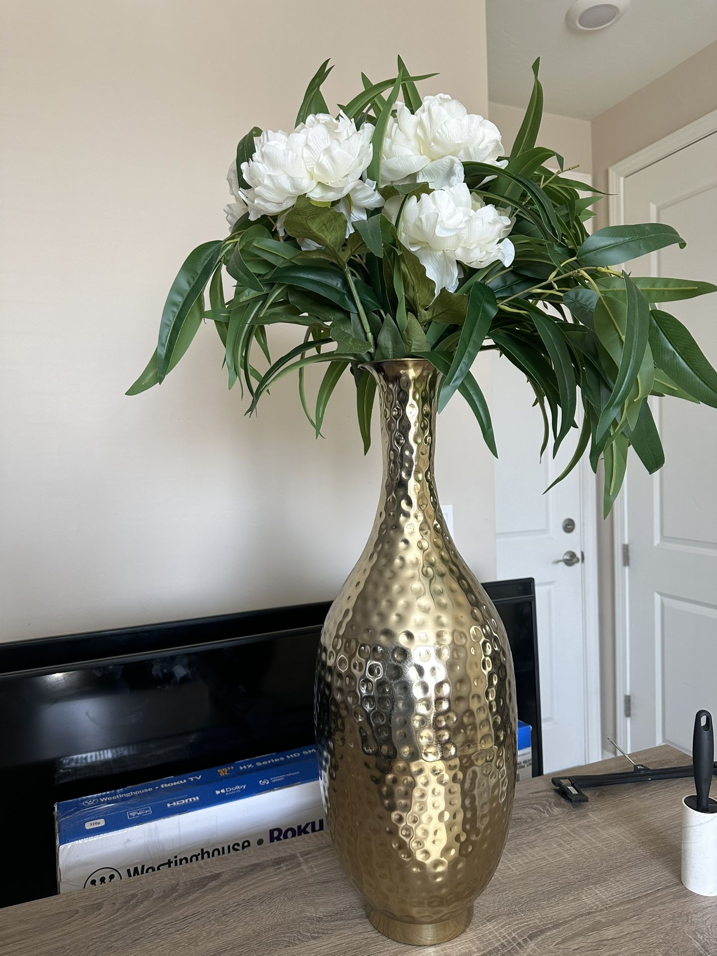 tall vase with flowers