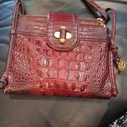 Women's Brahmin Bags Marley Brahmin Crocodile Leather Embossed Crossbody Turn lock Bag With Build-in Wallet 