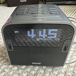 iHome Alarm Clock, Radio with Speakerphone and Dual USB Charging 