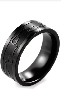 Black Titanium Fish Hooks Ring