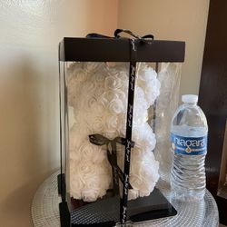 Small White Forever Roses Teddy Bear 