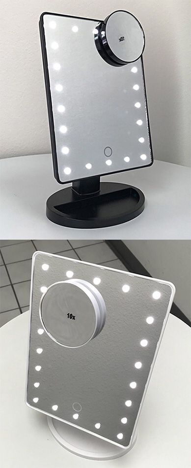 $15 each New 11x6.5” LED Vanity Makeup Mirorr Touch Screen Dimming w/ 10x Magnifying (Black or White)