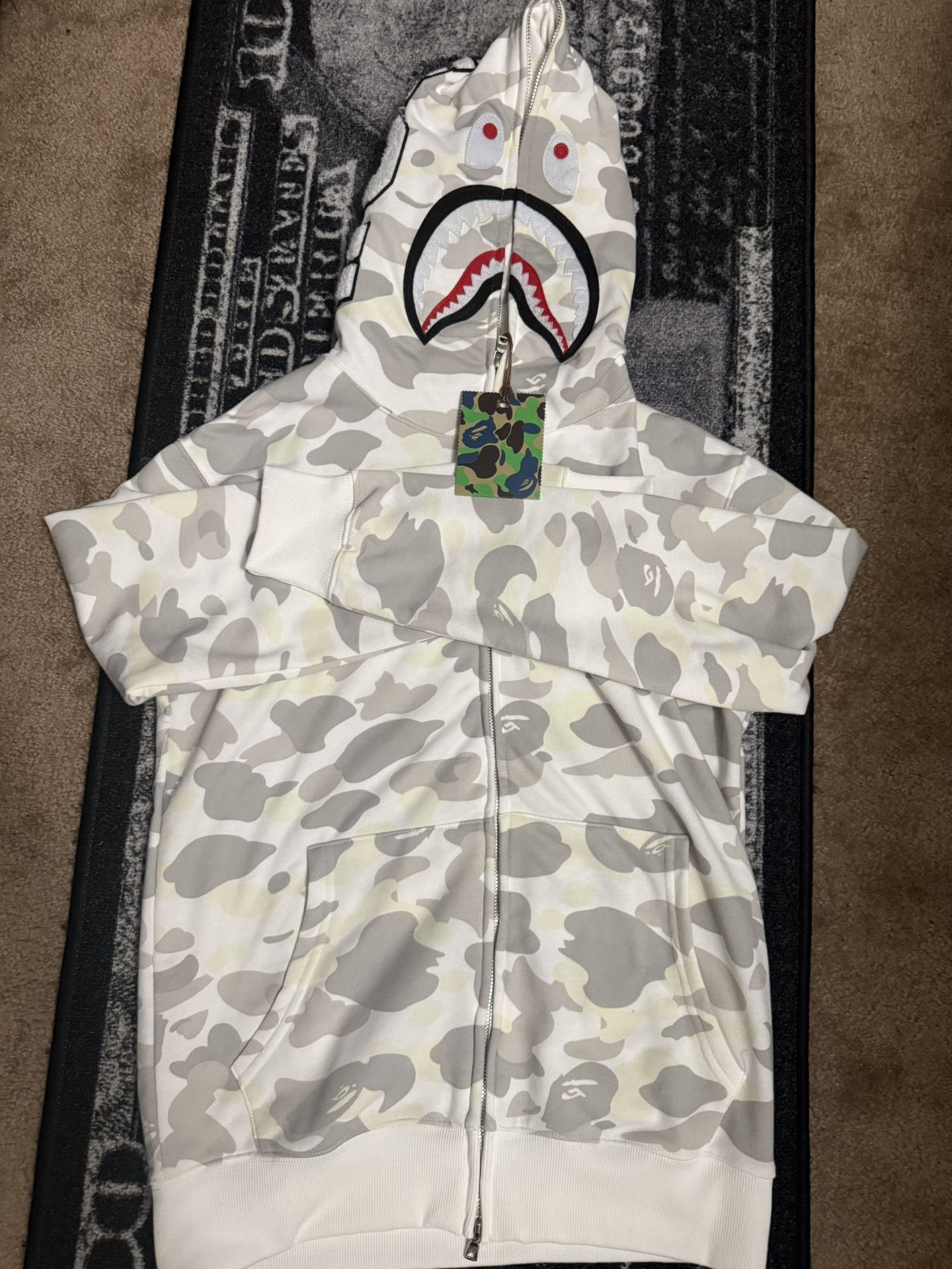 White Camo Bape Shark Hoodie