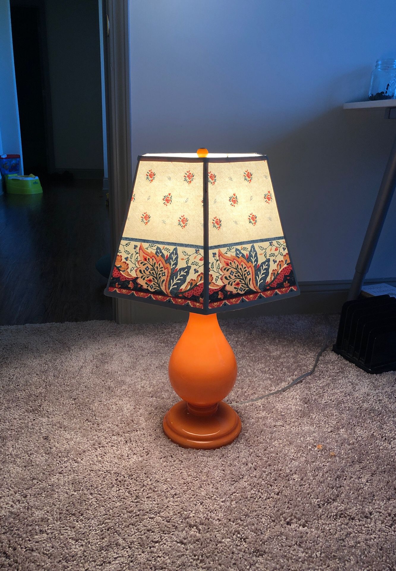 Antique Orange Lamp $15