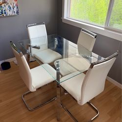 Glass table dining set
