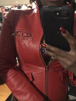 Red leather jacket
