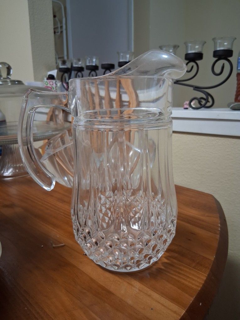 LONGCHAMP by D'ARQUES-DURAND Lead Crystal Clear Cut Pitcher w/Ice Lip