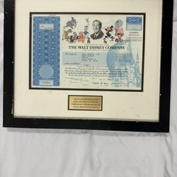 2002 Walt DISNEY Company Stock Certificate - 1 One SHARE - Framed And Matted