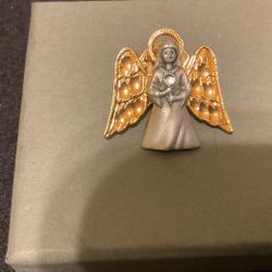 Pewter And Goldtone Angel Pin,by OW