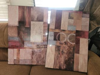 2× Abstract hanging art  24×18
