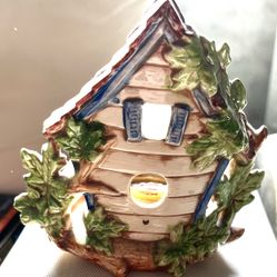 Ceramic Birdhouse Candle Holder 
