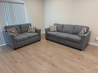 Gray Fabric Sofa and Loveseat Set
