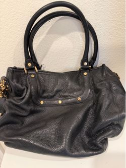 Tory Burch Medium Black Leather Satchel Crossbody Bag (Great Exterior!)