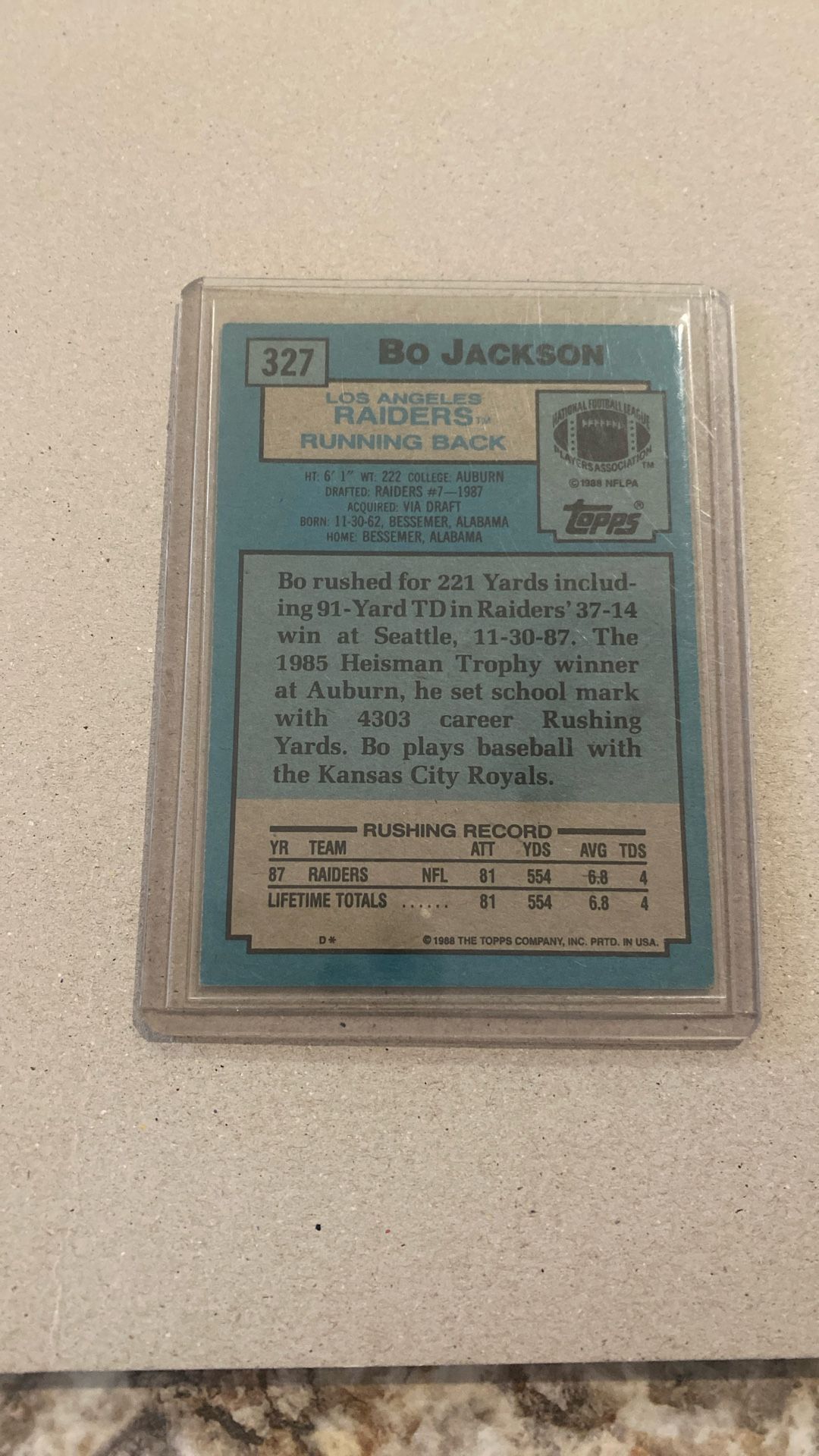 Bo Jackson Rookie Card