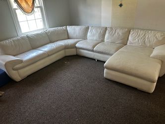 White living room leather sofa
