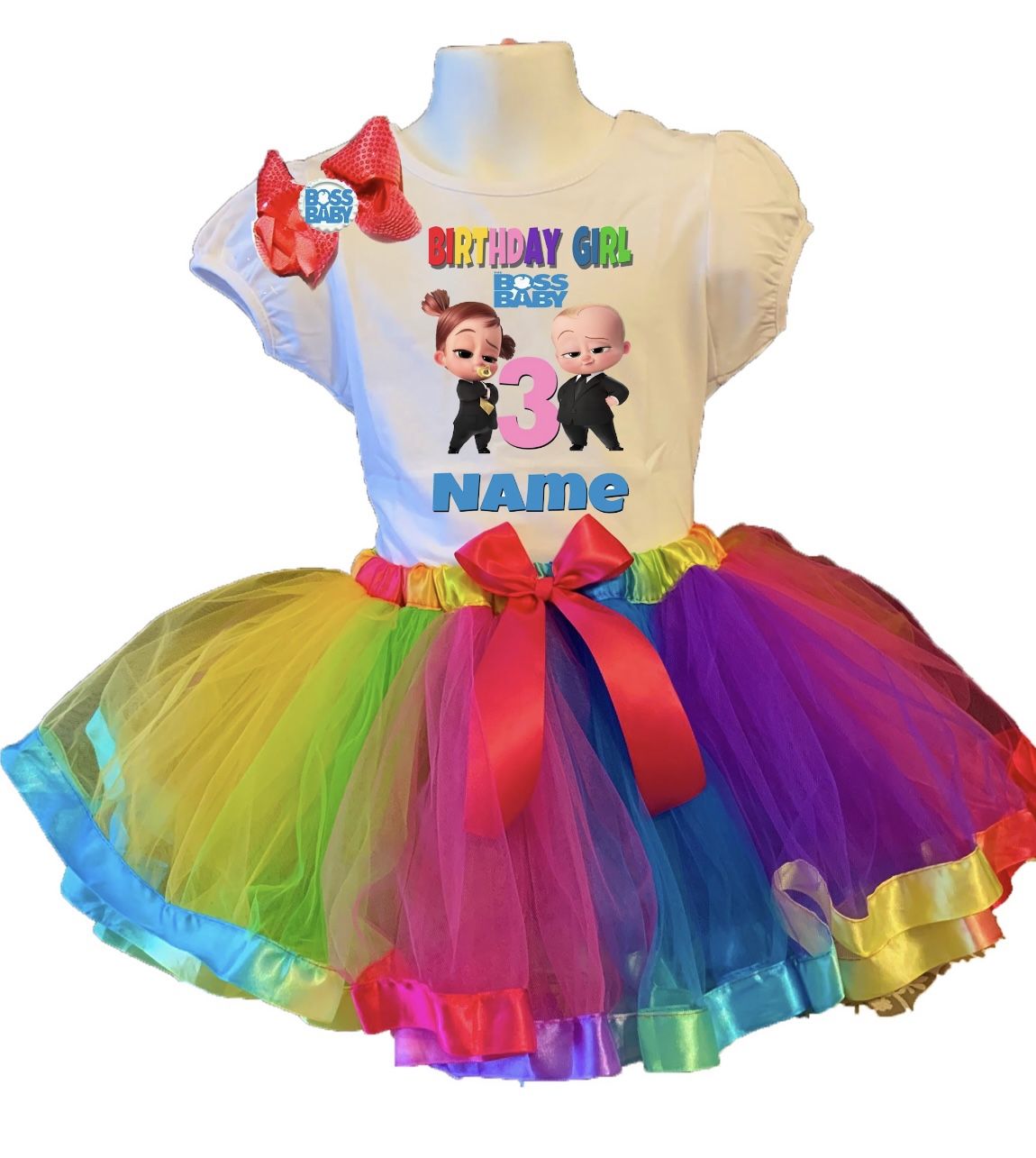 Boss baby 3rd Birthday Tutu Dress Personalized with Boss baby name