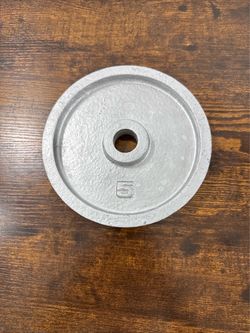 5 Pound Single Cast Iron Plate Silver Used 5 lbs 7.5in Diameter Single Plate