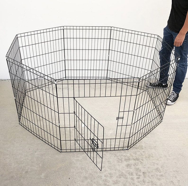 (New in box) $44 Foldable 30” Tall x 24” Wide x 8-Panel Pet Playpen Dog Crate Metal Fence Exercise Cage Play Pen 