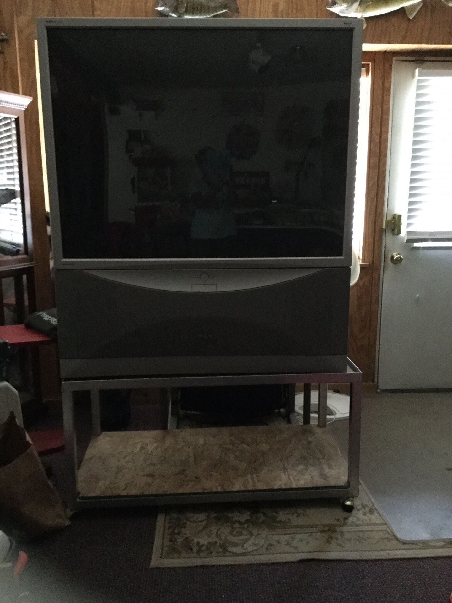 FREE RCA PROJECTION TV WITH ROLLING CART AND IT WORKS