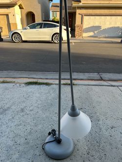 Gray Metal Floor Lamp with White Shade