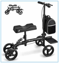 NEW IN BOX Foldable Knee Scooter for Adults, 300 lb Knee Walker, Matte Black Post-surgery foot/ankle recovery, 17 in turning radius, adjustable fit, h