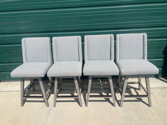 Set of 4 Upholstered Counter Stools