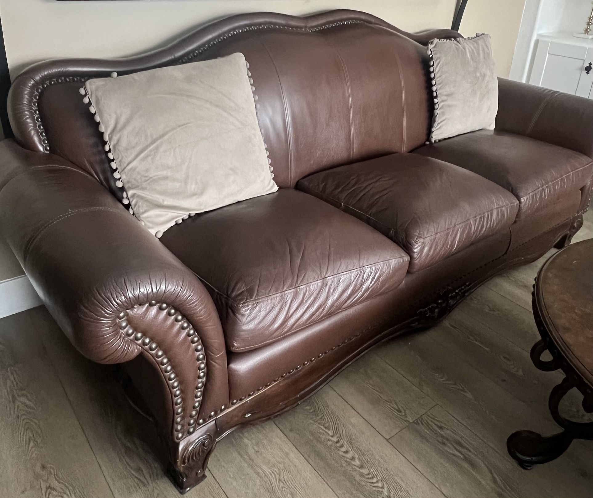 Ashely Leather Sofa Set & Coffee Table