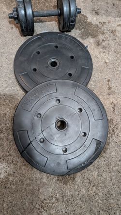 (2) 25 LB weights & (4) 2.5 LB weights & 1 small bar all for $60