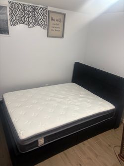 Queen Size  Spring Bed Frame and Mattress MUST GO