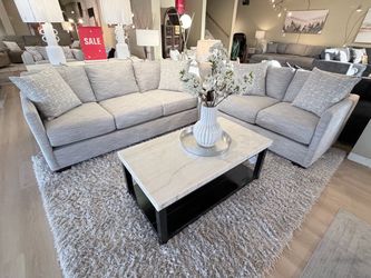 Light Gray Fabric Sectional Sofa Set
