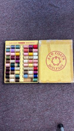 Vintage J&P Coats Boilfast Mercerized Thread Box Set - 50+ Spools